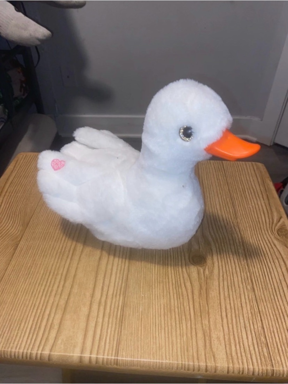 Soft White Duck Plush Toy with Orange Beak for Small Pets